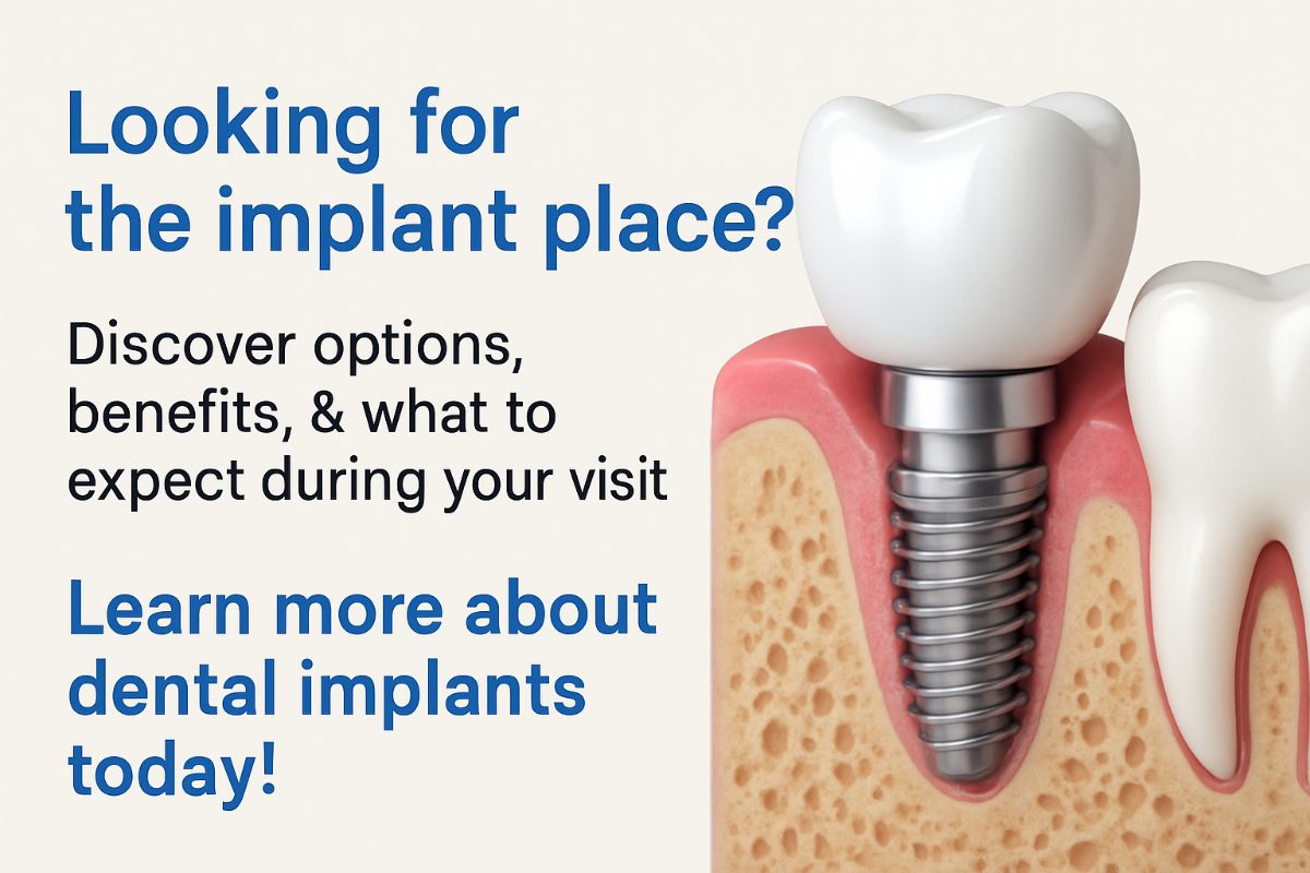 Image of a modern and clean dental clinic, with state-of-the-art equipment visible. The text on the image should read "Your Implant Place".
