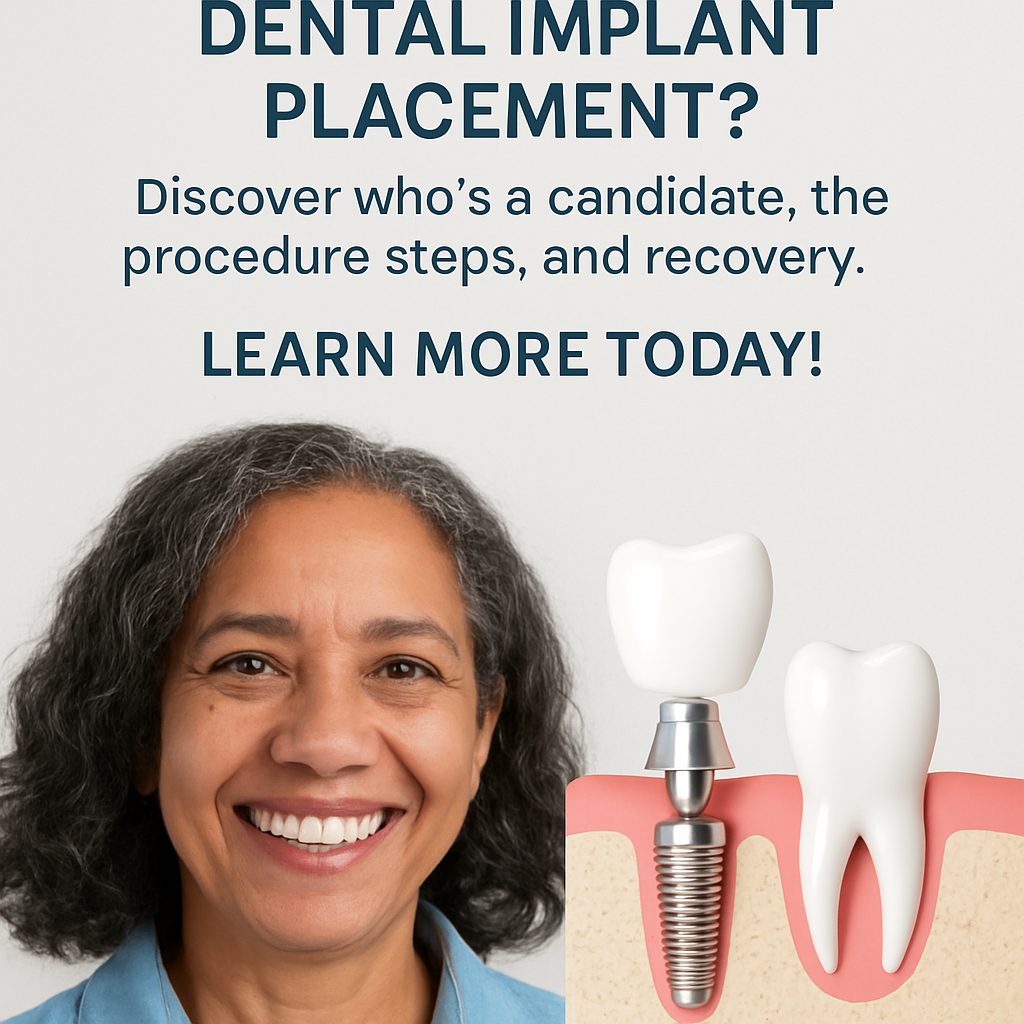 A dentist in a sterile surgical environment carefully performing a dental implant placement procedure on a patient. No text on the image.